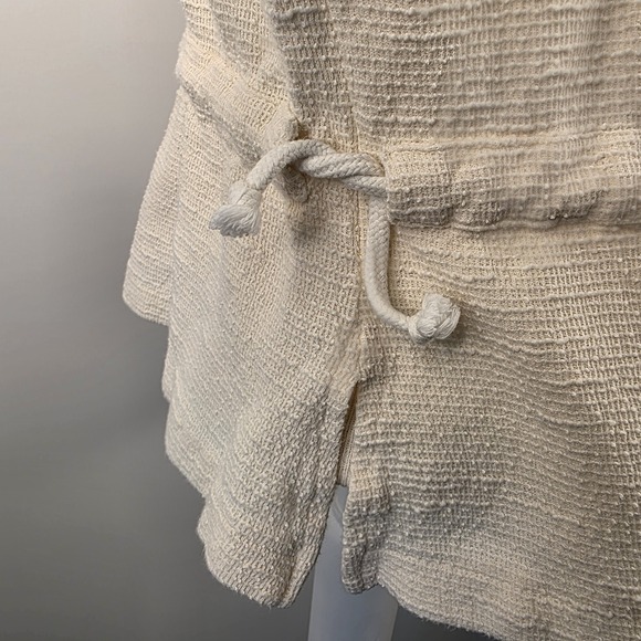 Vero Moda Women's Top Textured Cotton/Linen Cream Small Waist Ties Classic *READ - Picture 5 of 12